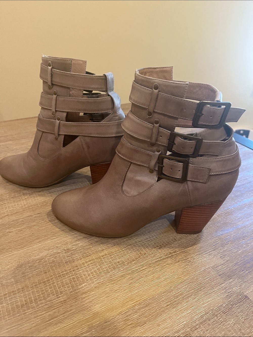 Miz Mooz Gray Buckle Booties